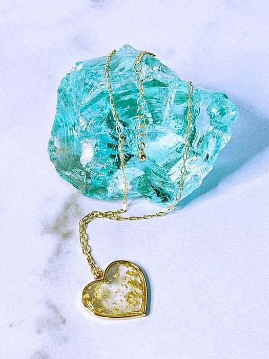 Gold Acrylic Heart Necklace