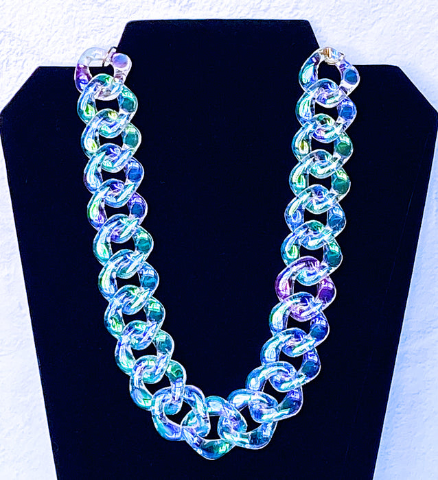 Aurora Borealis Acrylic Chain Necklace