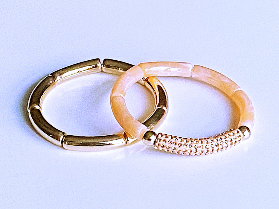 Two Toned Tube Stretch Bracelet